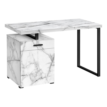 Monarch Specialties Computer Desk, Home Office, Laptop, Storage Drawers, 48"L, Work, Metal, White Marble Look I 7762